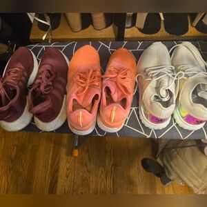 adidas Women's Athletic Shoes in Maroon, Orange, and White